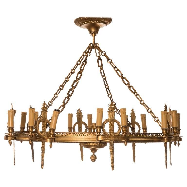 19th Century Napoleon III Golden Bronze Eight-Light Rounded Chandelier For Sale