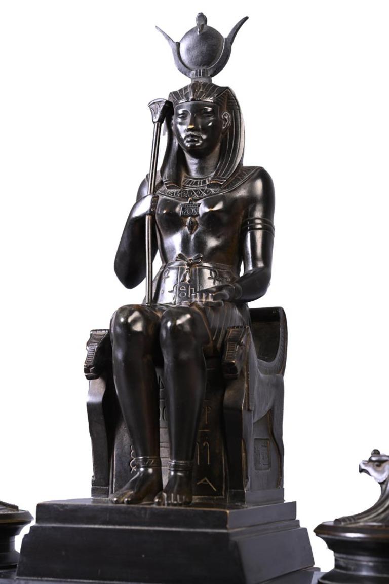 French Napoleon III Inkwell with Egyptian Inspiration For Sale