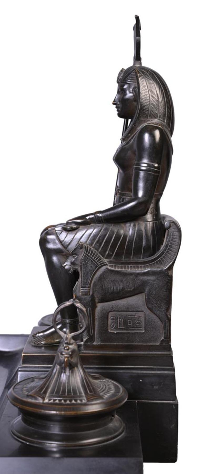 Bronze Napoleon III Inkwell with Egyptian Inspiration For Sale