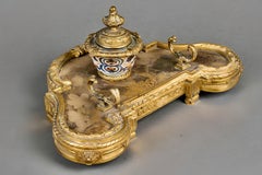 Napoleon III Japonisme Porcelain and Lacquered Inkwell, France, circa 1880