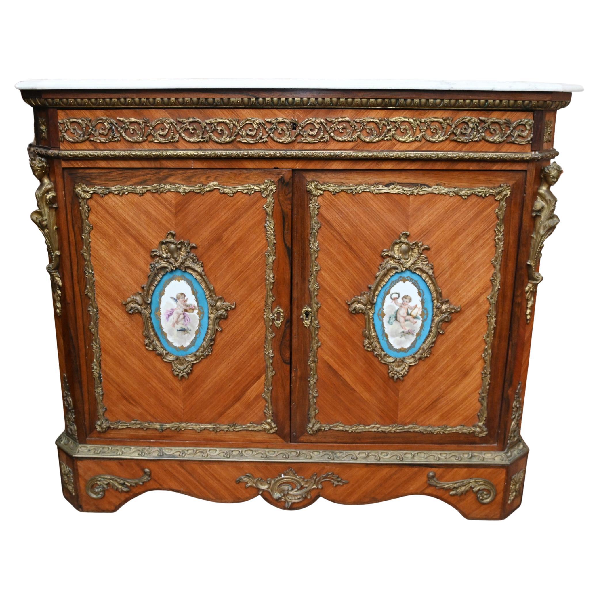 Napoleon III Kingwood Cabinet Sevres Plaques Chest 1860