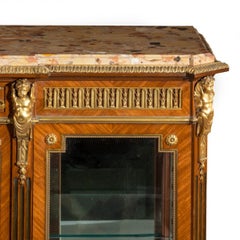 Napoleon III Kingwood Marble Topped Breakfront Display/Side Cabinet