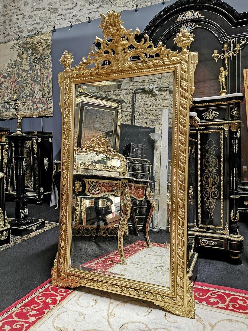 Mid-19th Century Napoleon III Large Gilt Wall Mirror, France, 19th Century