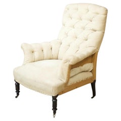 Napoleon III Large Proportioned Buttoned Square Back Armchair