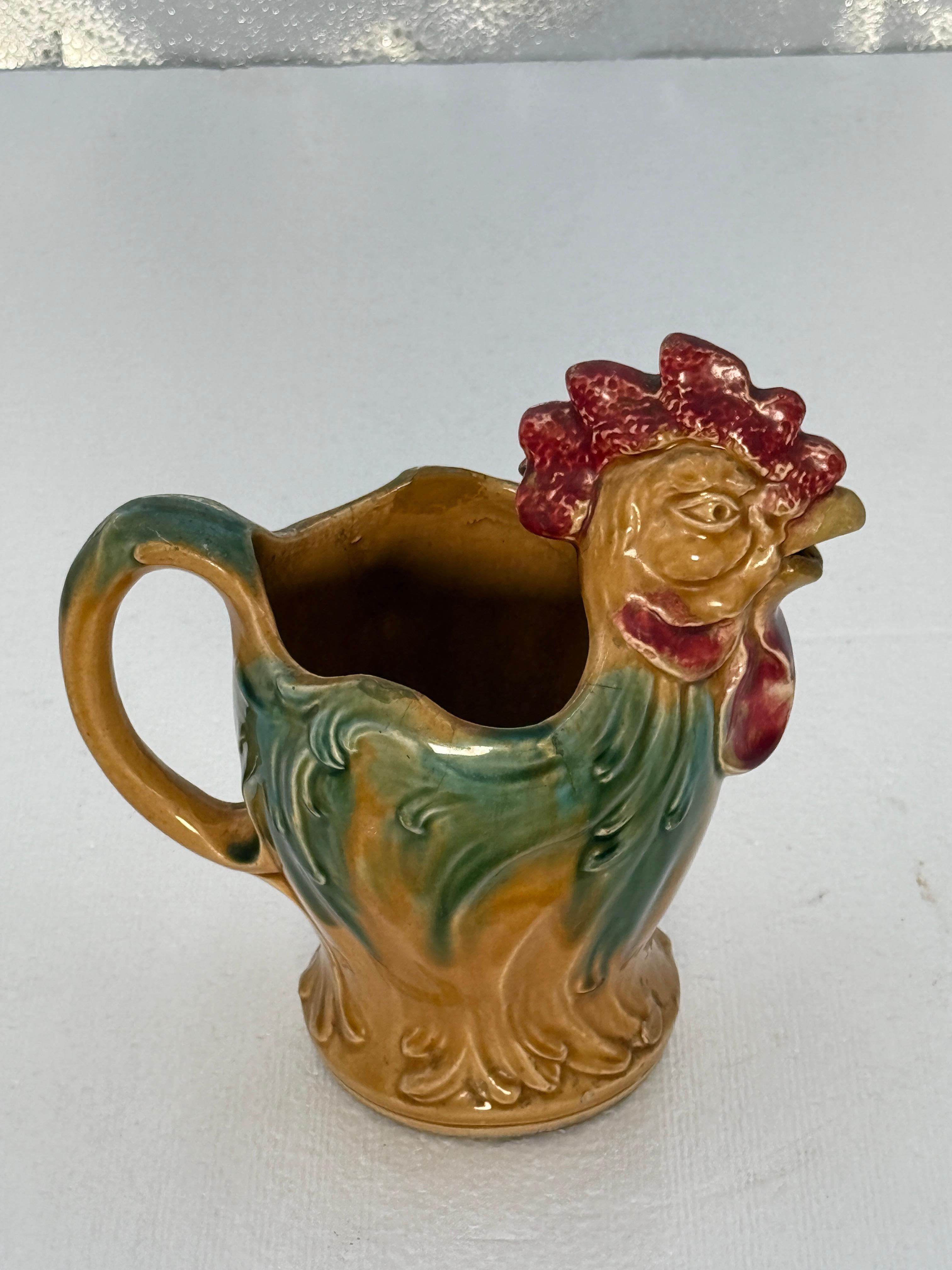 French Napoleon III Late 19th Century Majolica Rooster For Sale