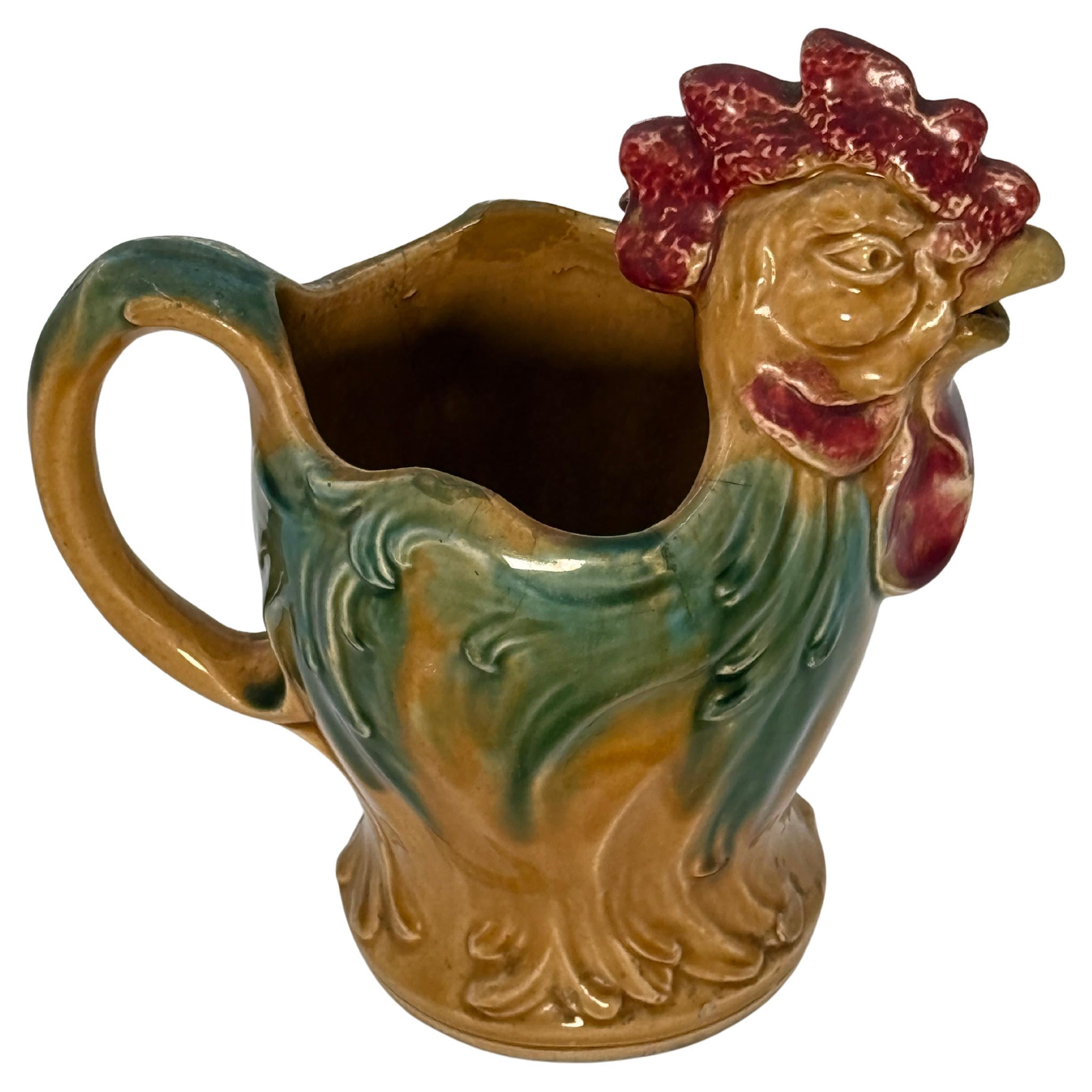 Napoleon III Late 19th Century Majolica Rooster For Sale