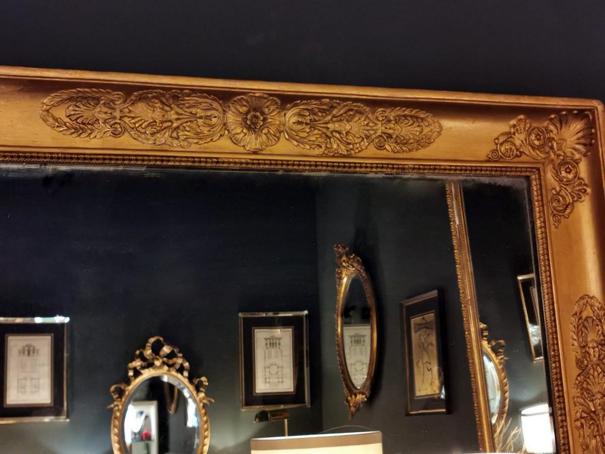 Gilt Napoleon III French Mirror in Gold Leaf Wood
