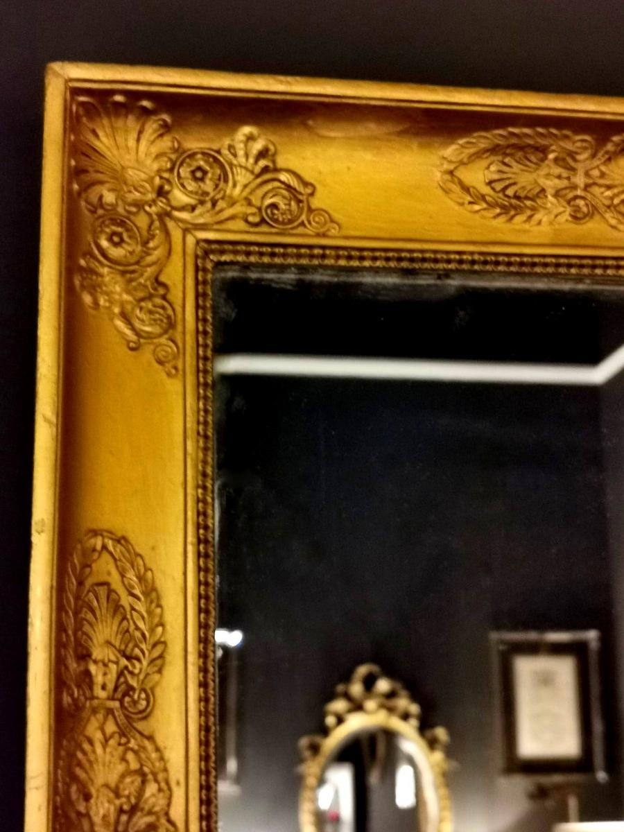 Mercury Glass Napoleon III French Mirror in Gold Leaf Wood