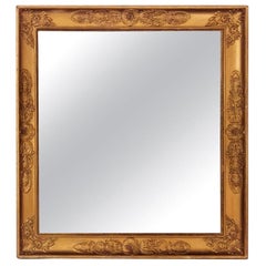 Antique Napoleon III French Mirror in Gold Leaf Wood