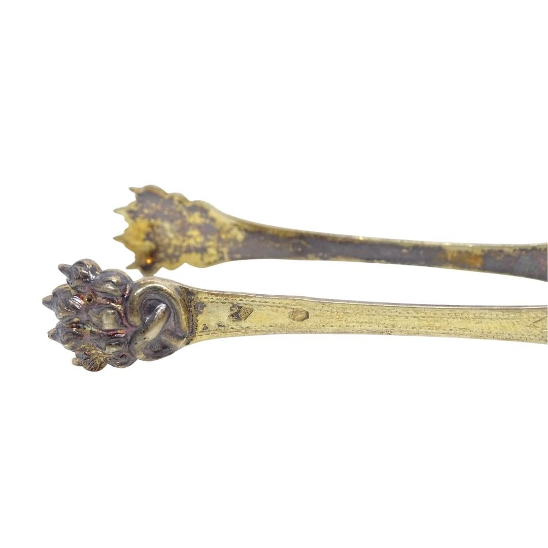 Napoleón III Pata de león Pinzas para azúcar plata vermeille Francia Marrón en venta
