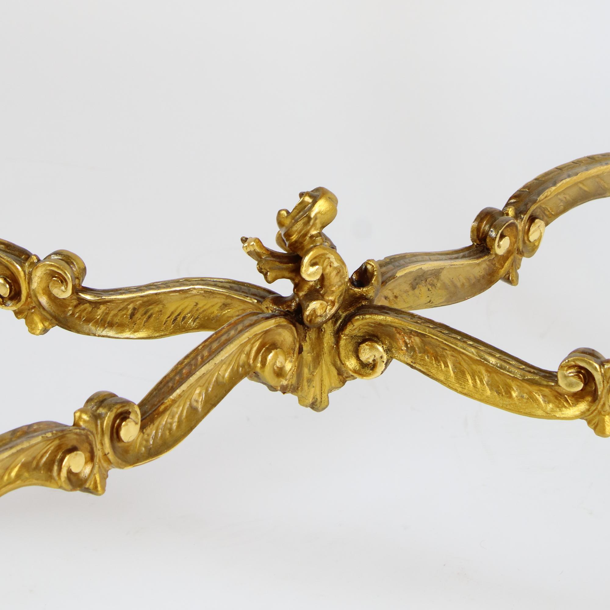 Table centrale à dessert en bois doré de style Louis XV avec plateau en scagliola de style Napoléon III en vente 5