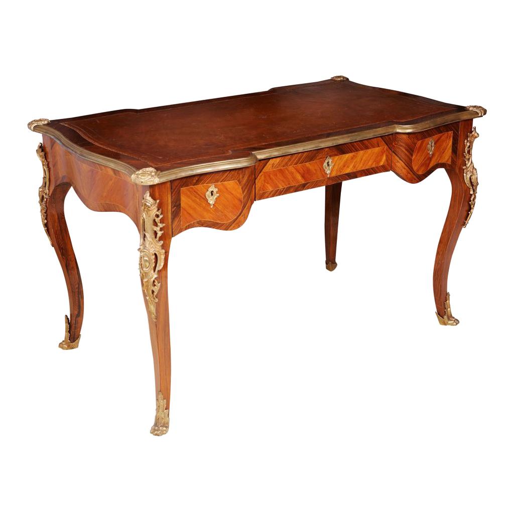 Napoleon III Louis XV Tulipwood Bureau Plat