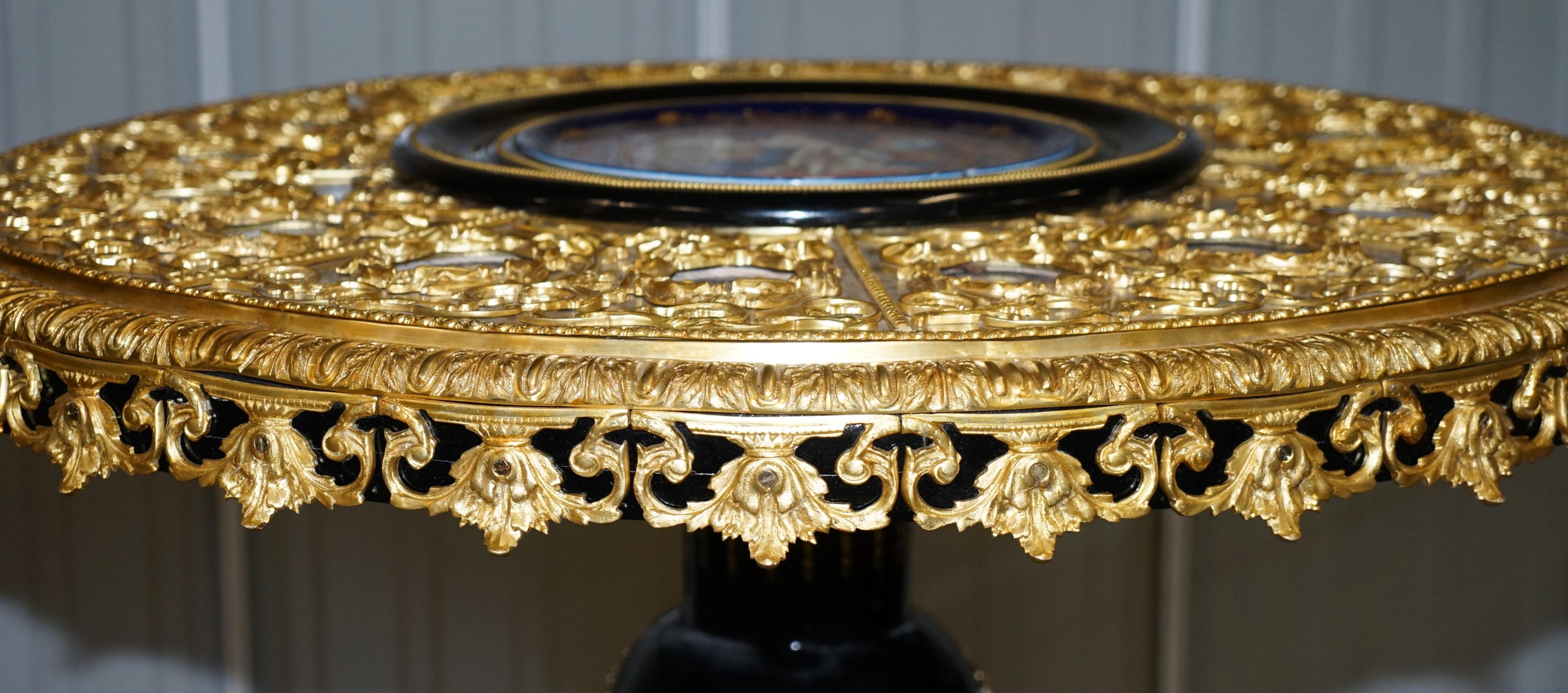 Napoleon III Louis XVI Style Gilt Bronze & Porcelain Plaque Sevres Centre Table 8