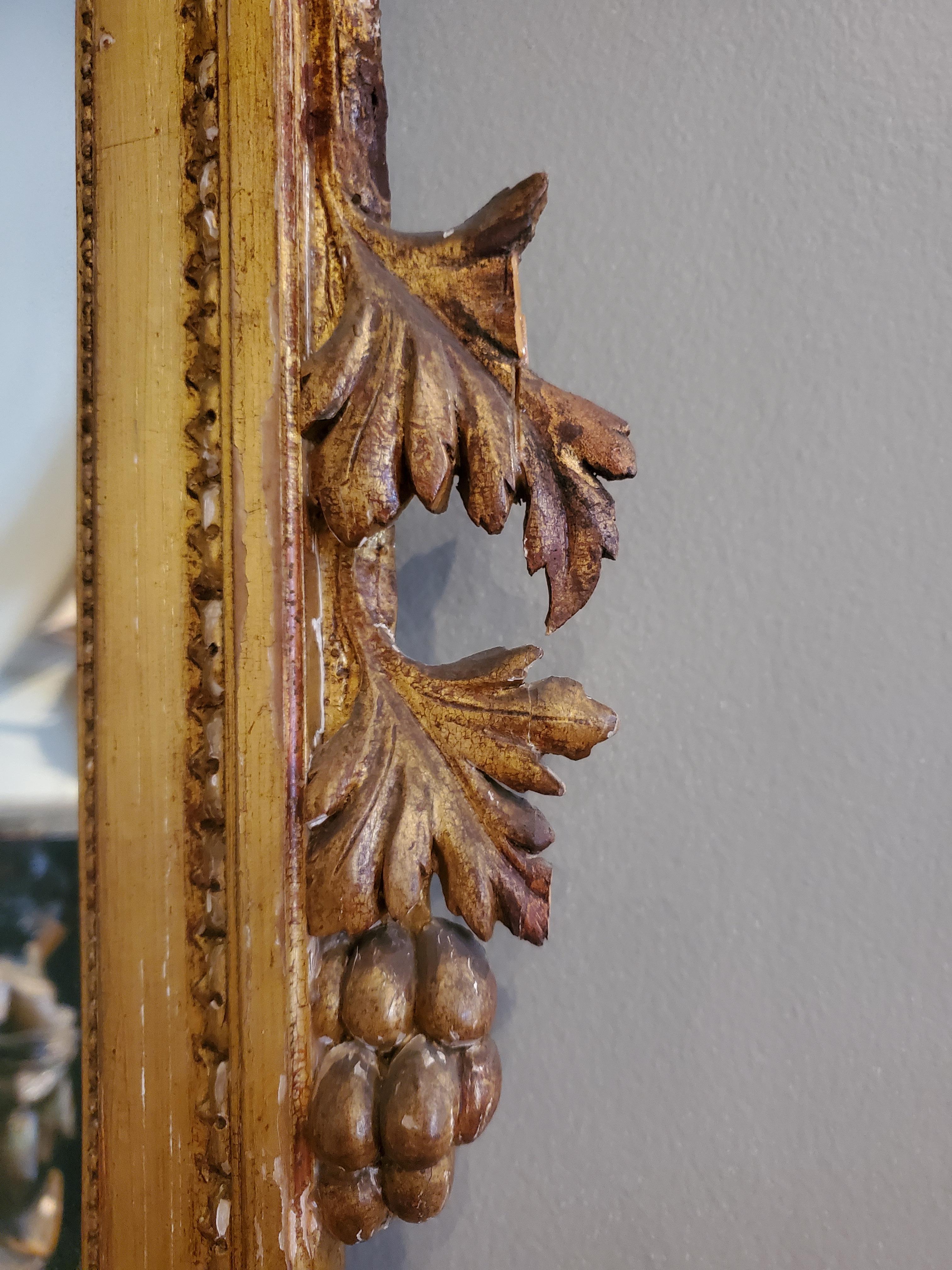 Napoleon III. Louis XVI-Stil Spiegel aus vergoldetem Holz im Angebot 1