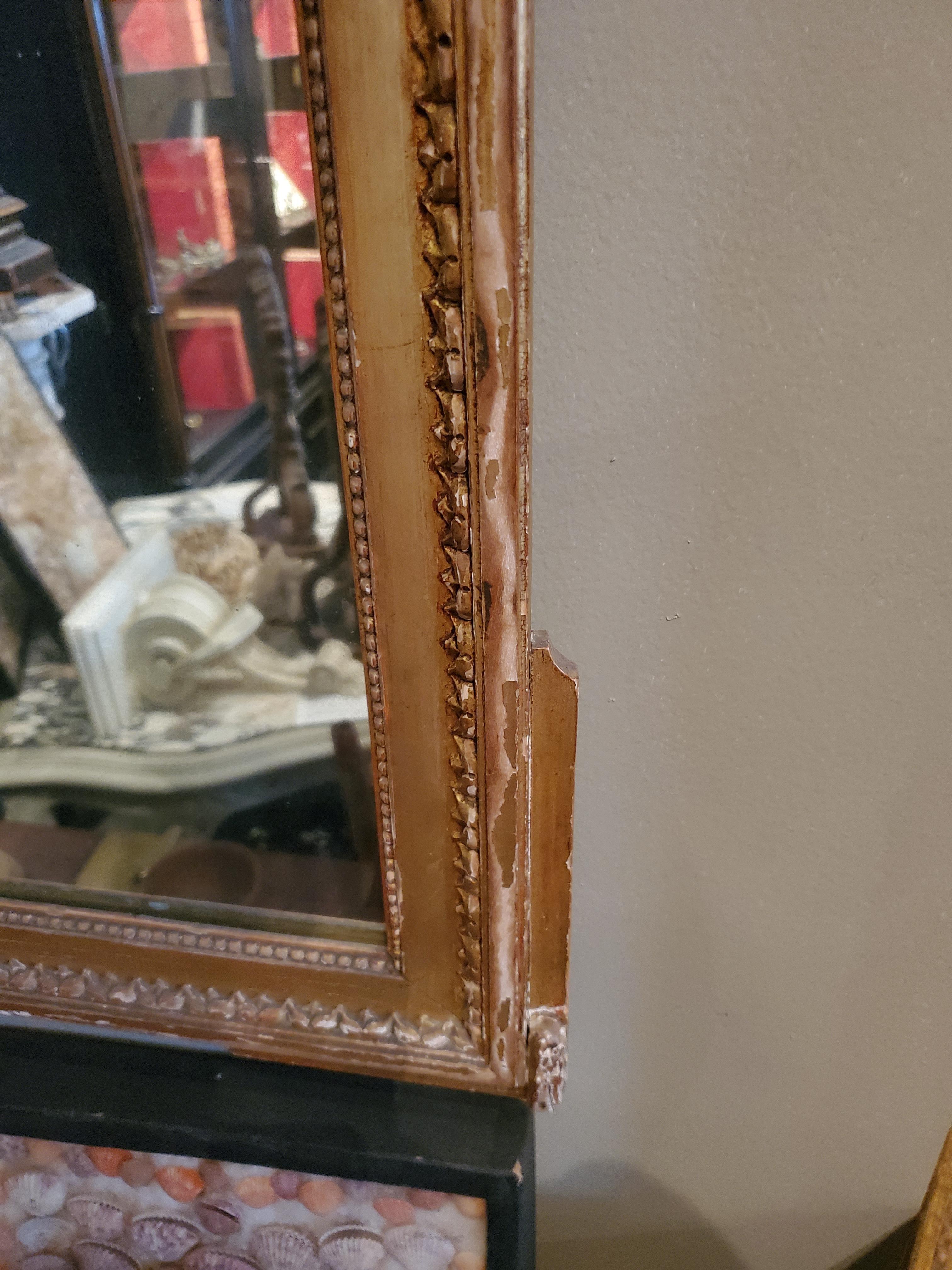 Napoleon III. Louis XVI-Stil Spiegel aus vergoldetem Holz im Angebot 2