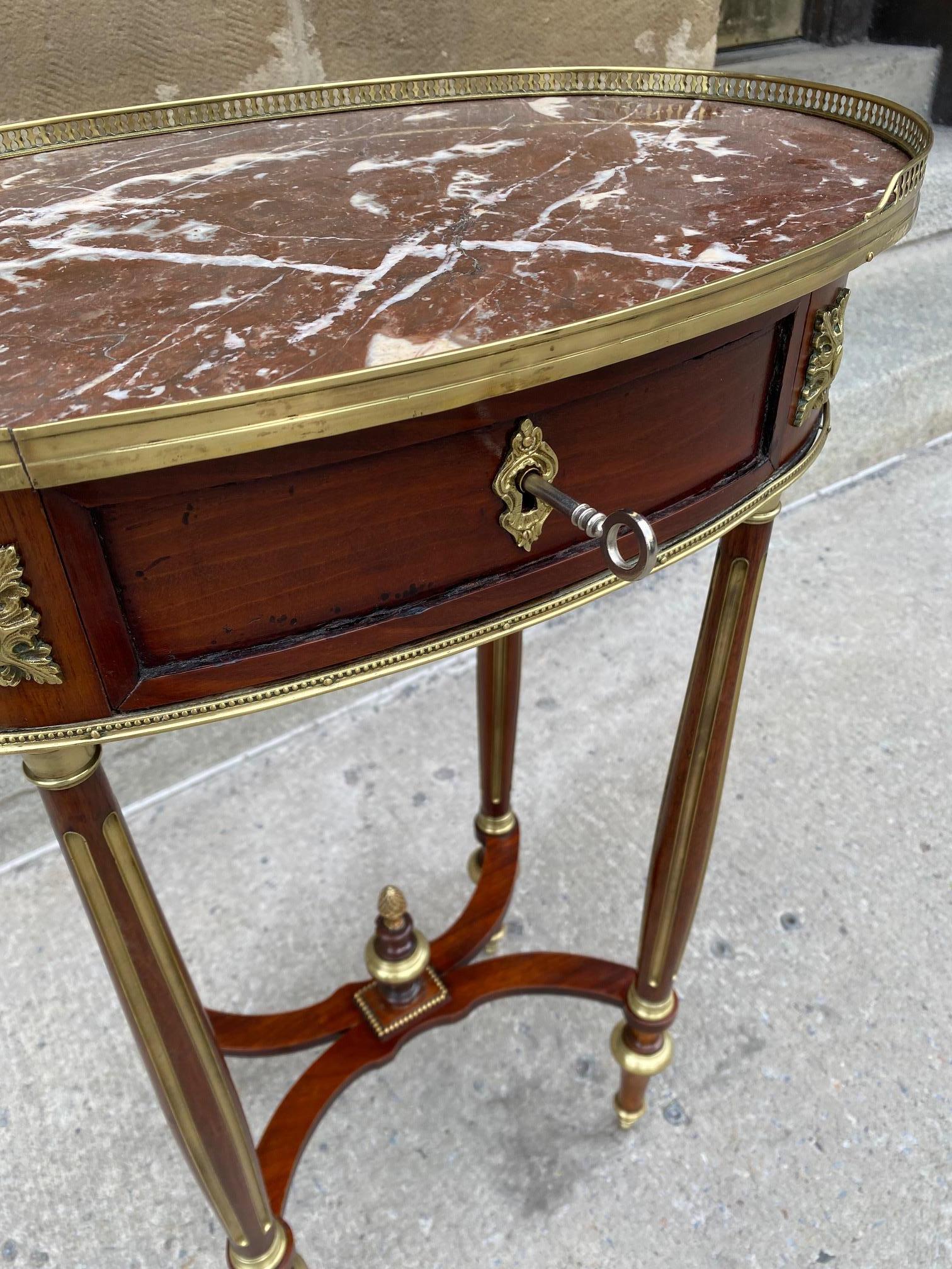 Napoleon III Louis XVI Style Mahogany Side Table For Sale 8