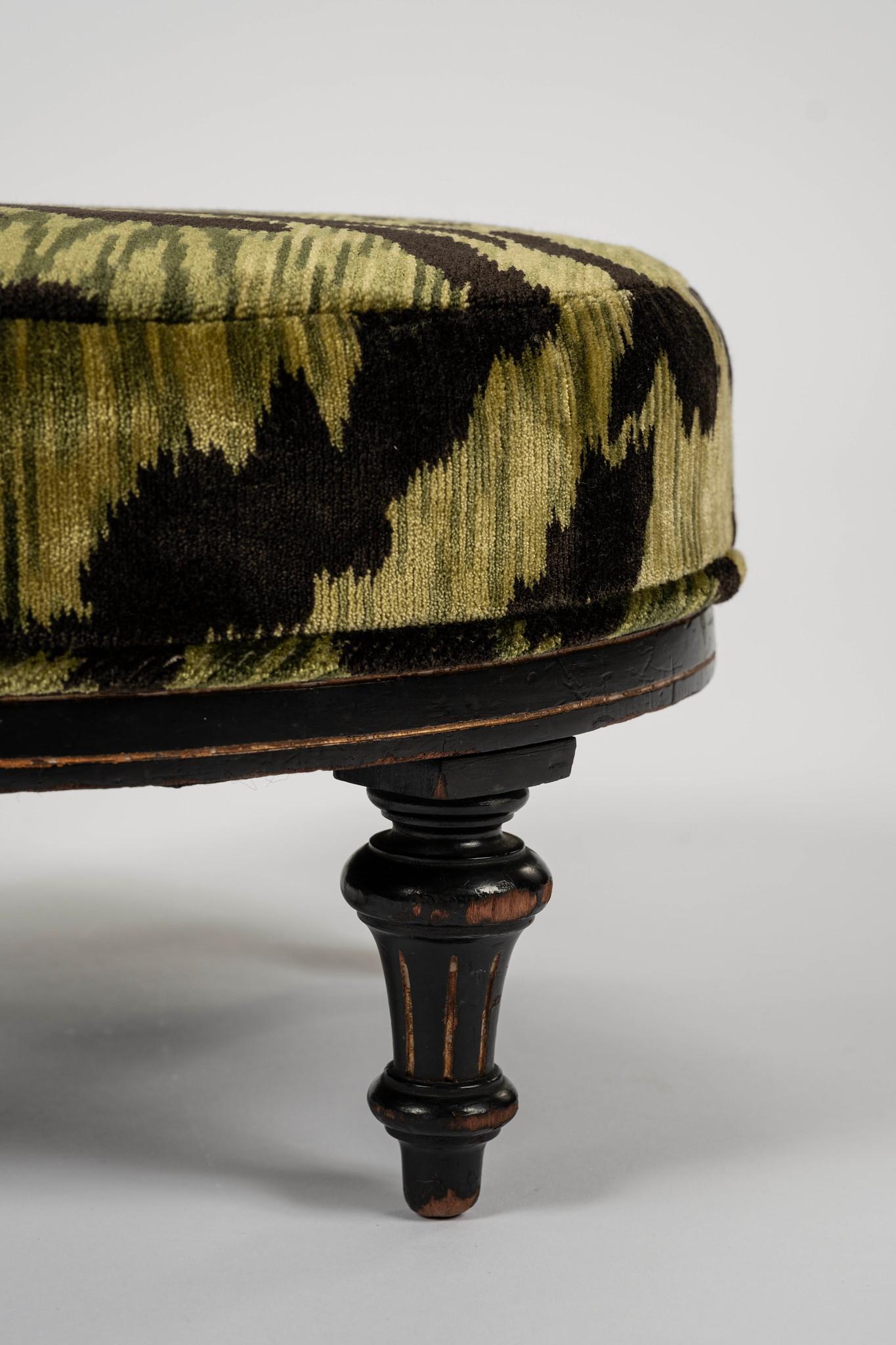 Reposapiés de terciopelo verde Napoleón III Luigi Bevilacqua Velluto Tigre Verde siglo XIX en venta
