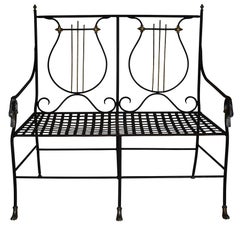 19th Century French Iron Garden Bench and Chairs