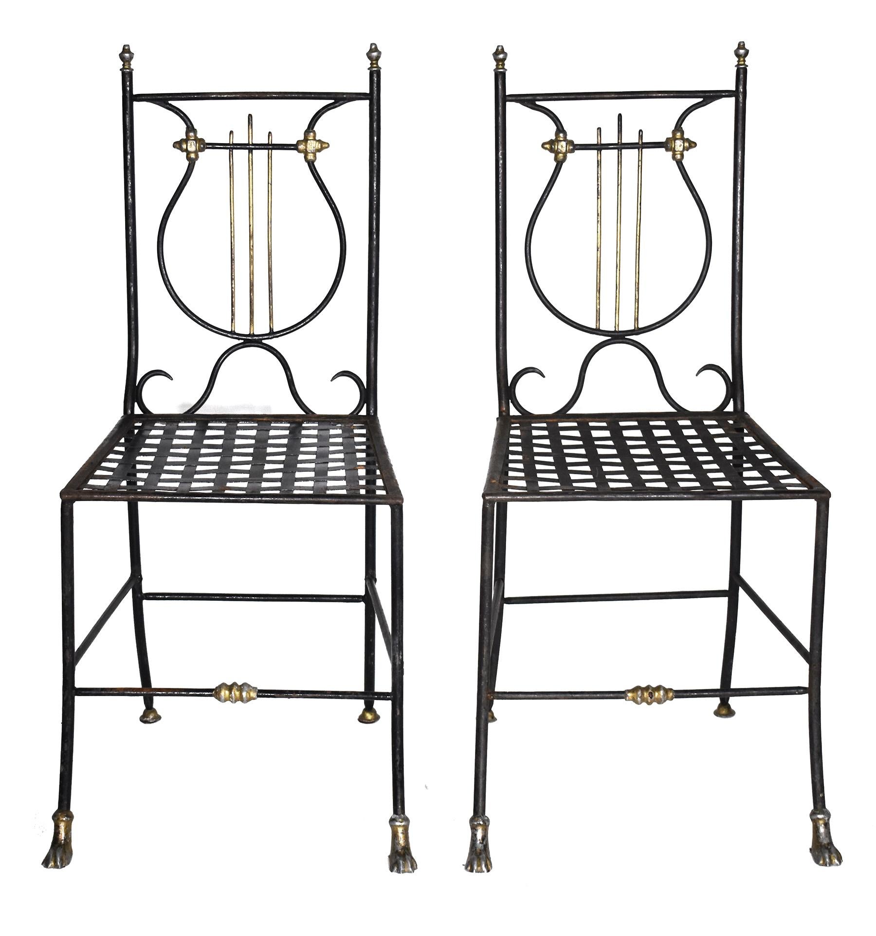 Gilt 19th Century French Iron Garden Bench and Chairs 