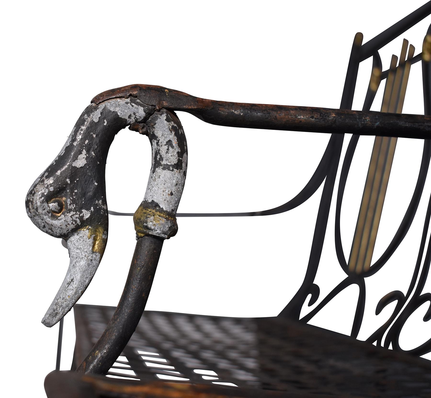 19th Century French Iron Garden Bench and Chairs  In Good Condition In New Orleans, LA