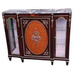 Antique Napoleon III Mahogany and Ormolu Mounted Vitrine Bookcase Cabinet