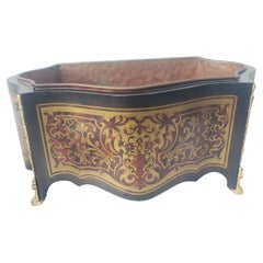 Napoleon III Mahogany Marquetry Style Decorated and Copper Liner Jardiniere