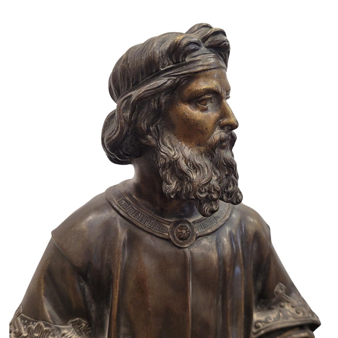 Napoleon III Mantel  clock  in Black marble and bronce philosopher sculture For Sale 12