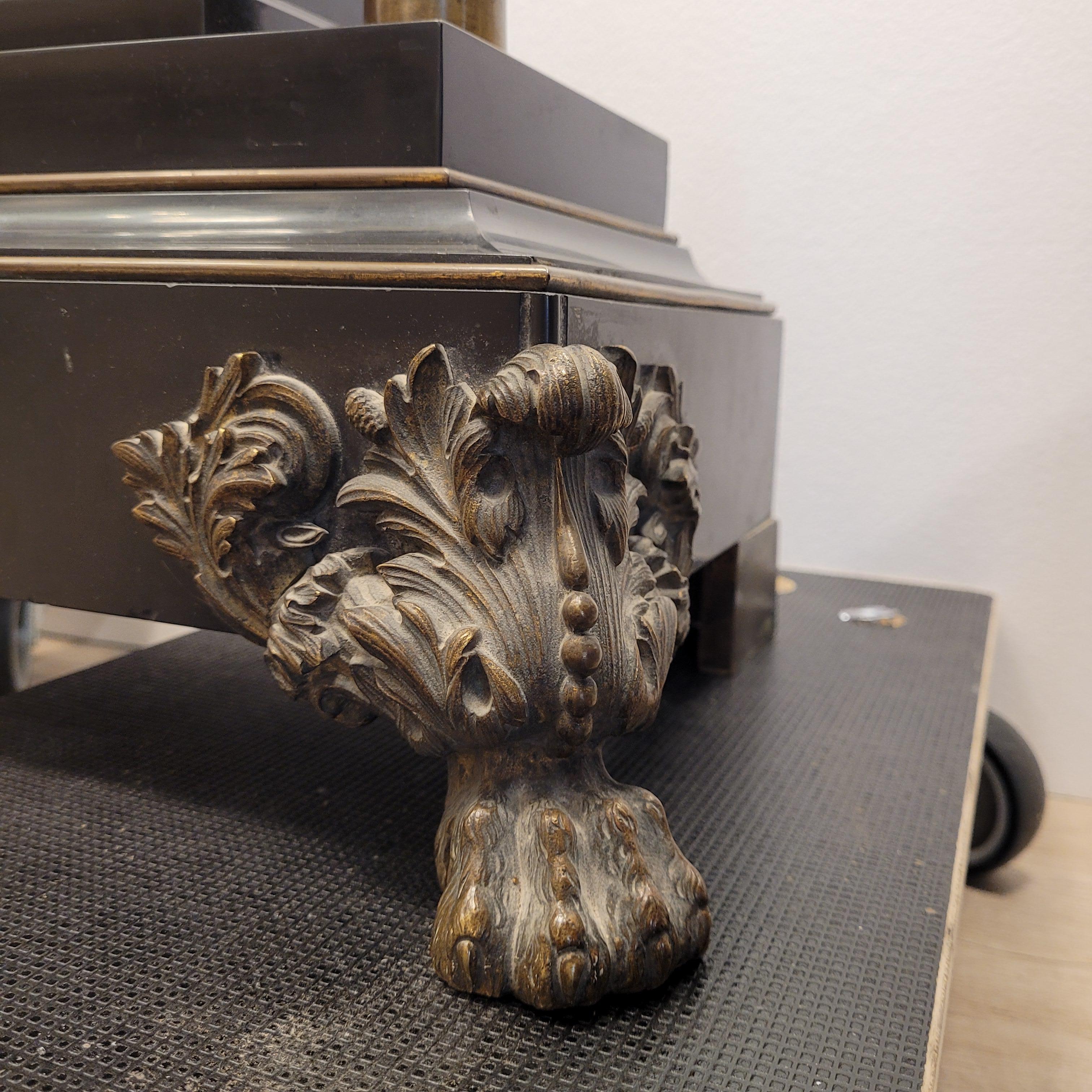 Late 19th Century Napoleon III Mantel  clock  in Black marble and bronce philosopher sculture For Sale