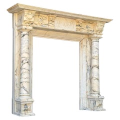 Napoleon III mantel in Paonazzo marble, Cartouche in Statuary White Marble