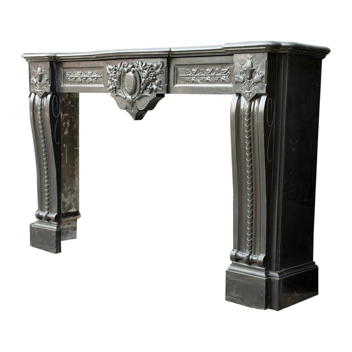 Napoleon III mantelpiece in Belgian black marble or Mazi, circa 1880