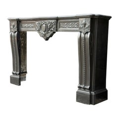 Napoleon III mantelpiece in Belgian black marble or Mazi, circa 1880