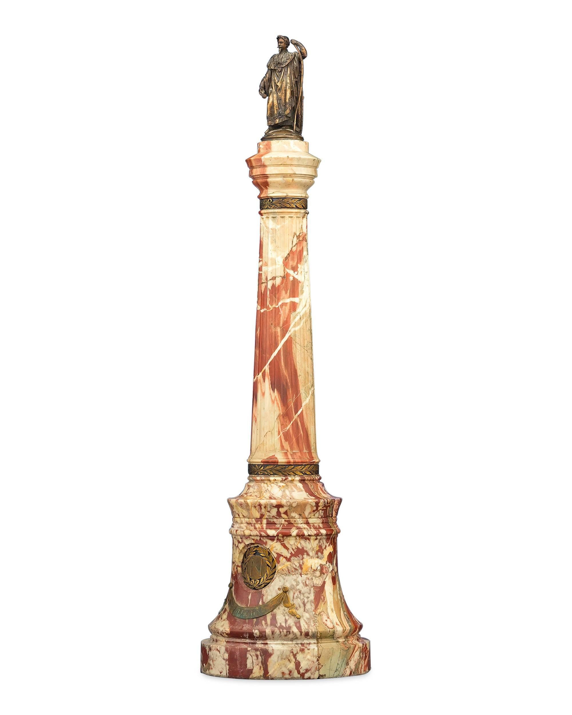 French Napoleon III Marble and Bronze Column