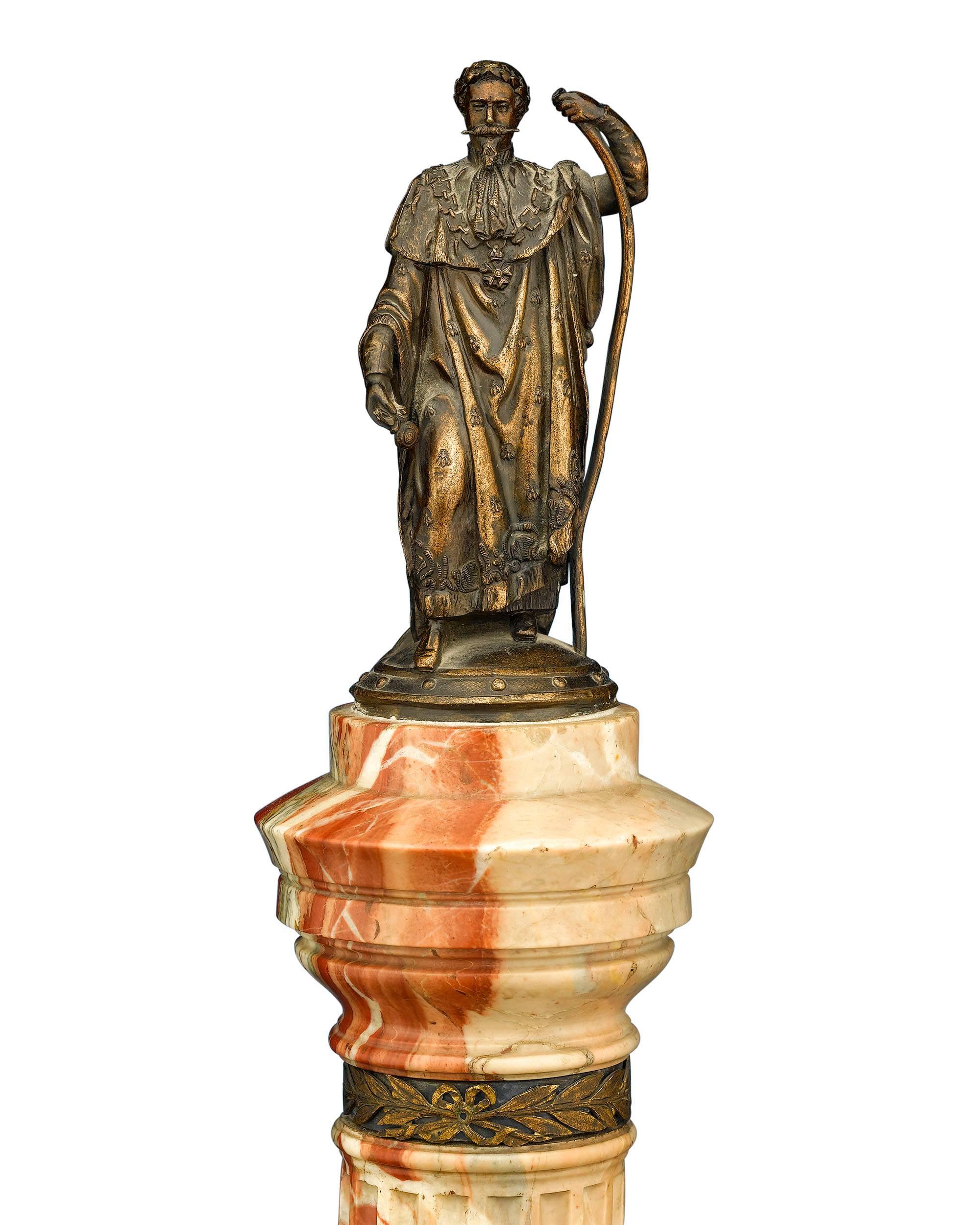 Napoleon III Marble and Bronze Column In Excellent Condition In New Orleans, LA