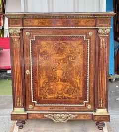 Napoleon III Marble Top & Marquetry Sideboard Cabinet