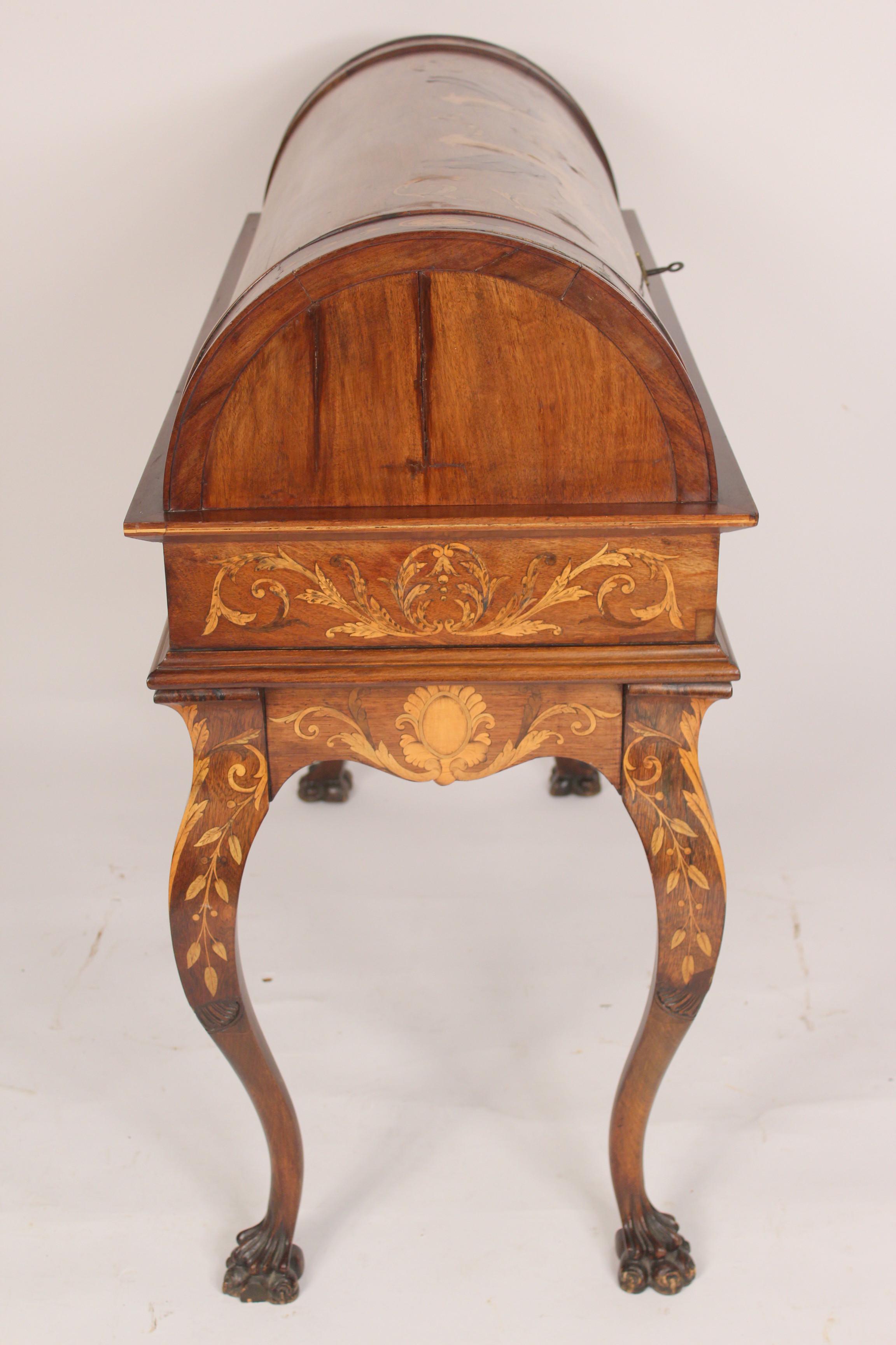 19th Century Napoleon III Marquetry Cylinder Desk