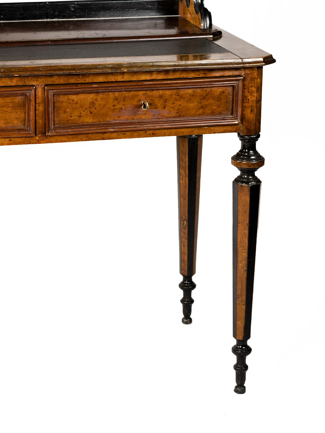 French Napoleon III Marquetry Secretary Vitrine Bonheur Du Jour For Sale