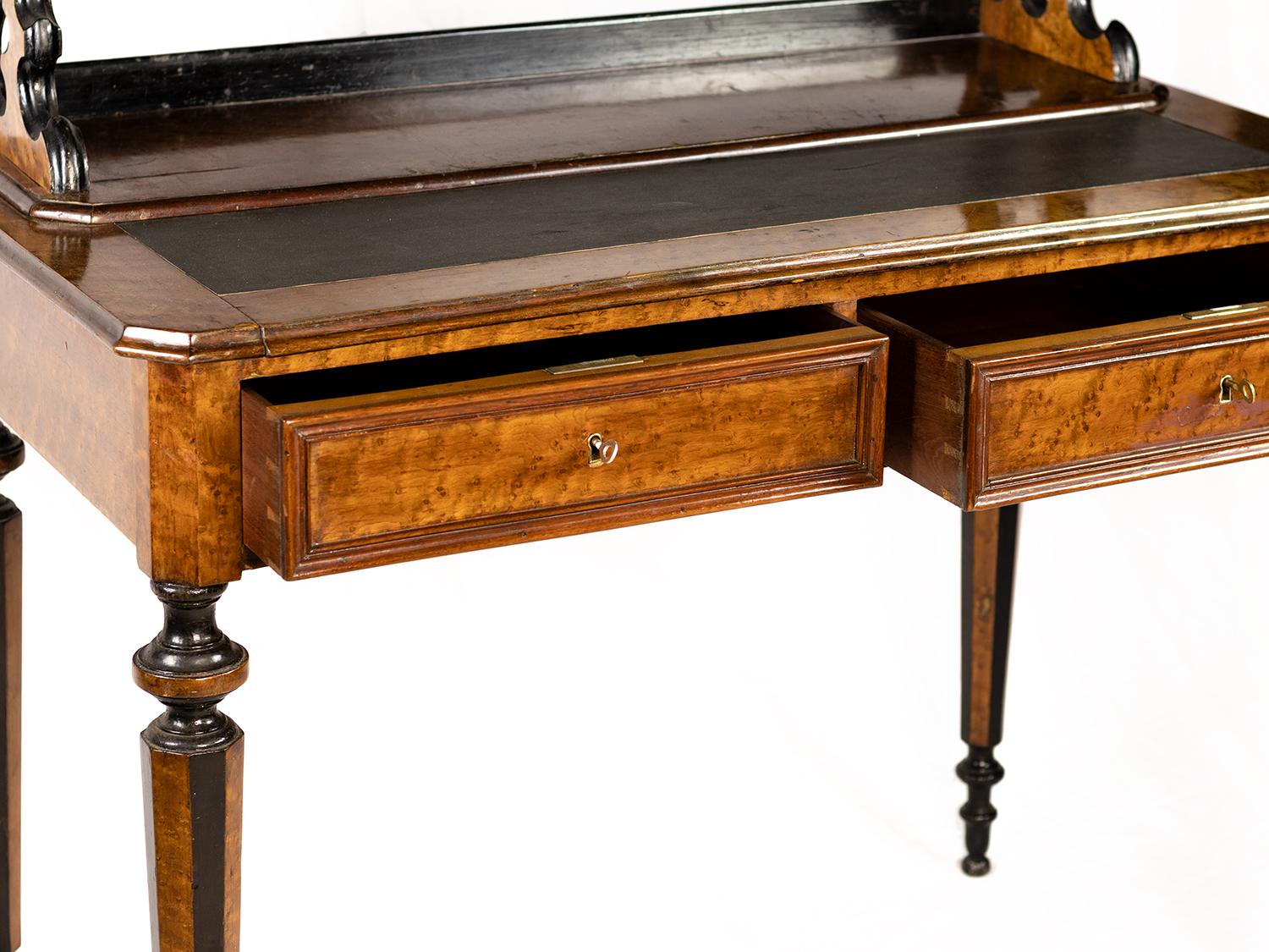 Napoleon III Marquetry Secretary Vitrine Bonheur Du Jour For Sale 1