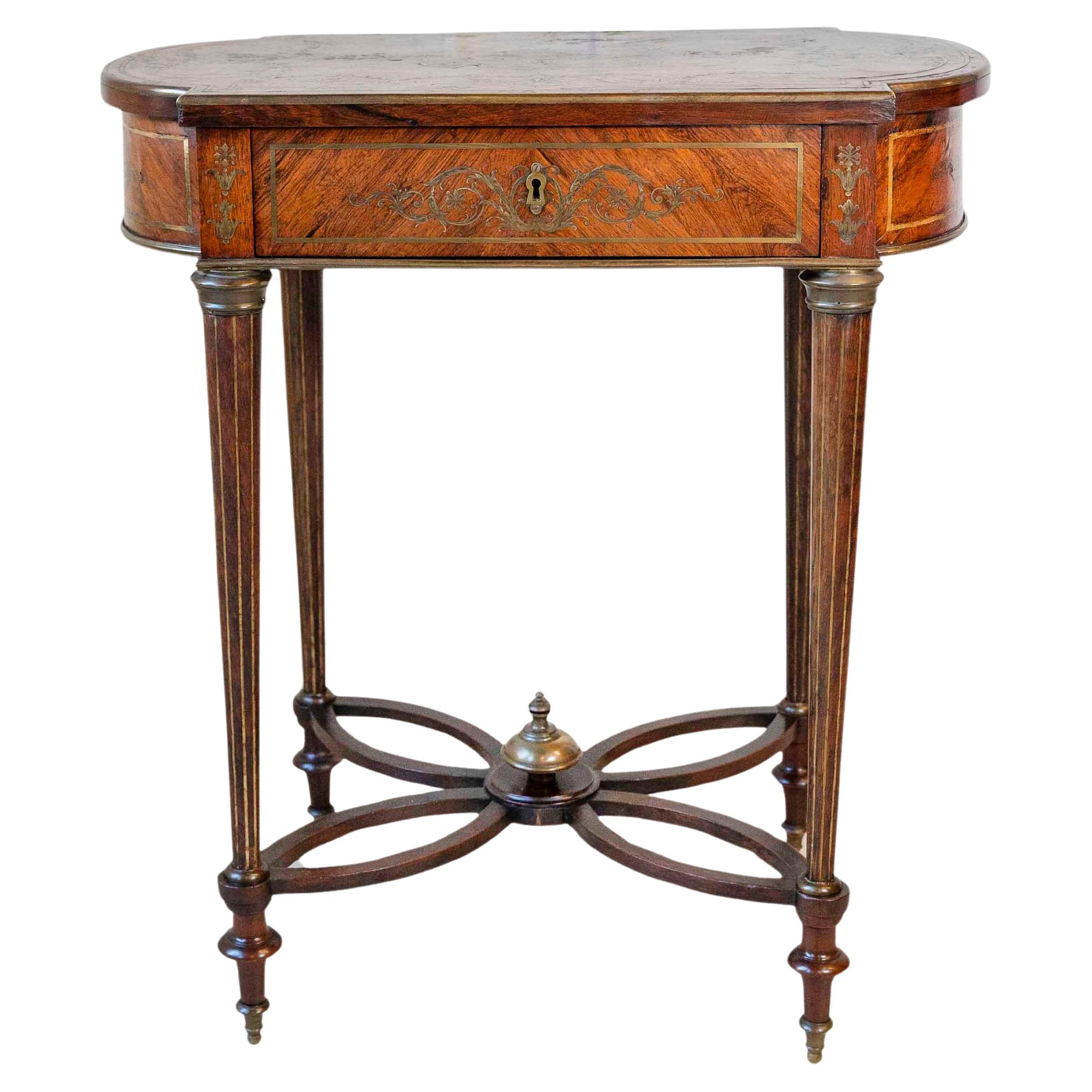 Mesa auxiliar de marquetería Napoleón III, Francia, hacia 1870