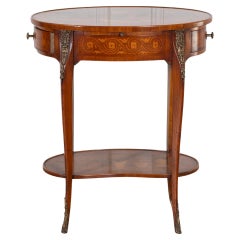 Table d'appoint en marqueterie Napoléon III avec incrustation florale, France, fin du XIXe siècle