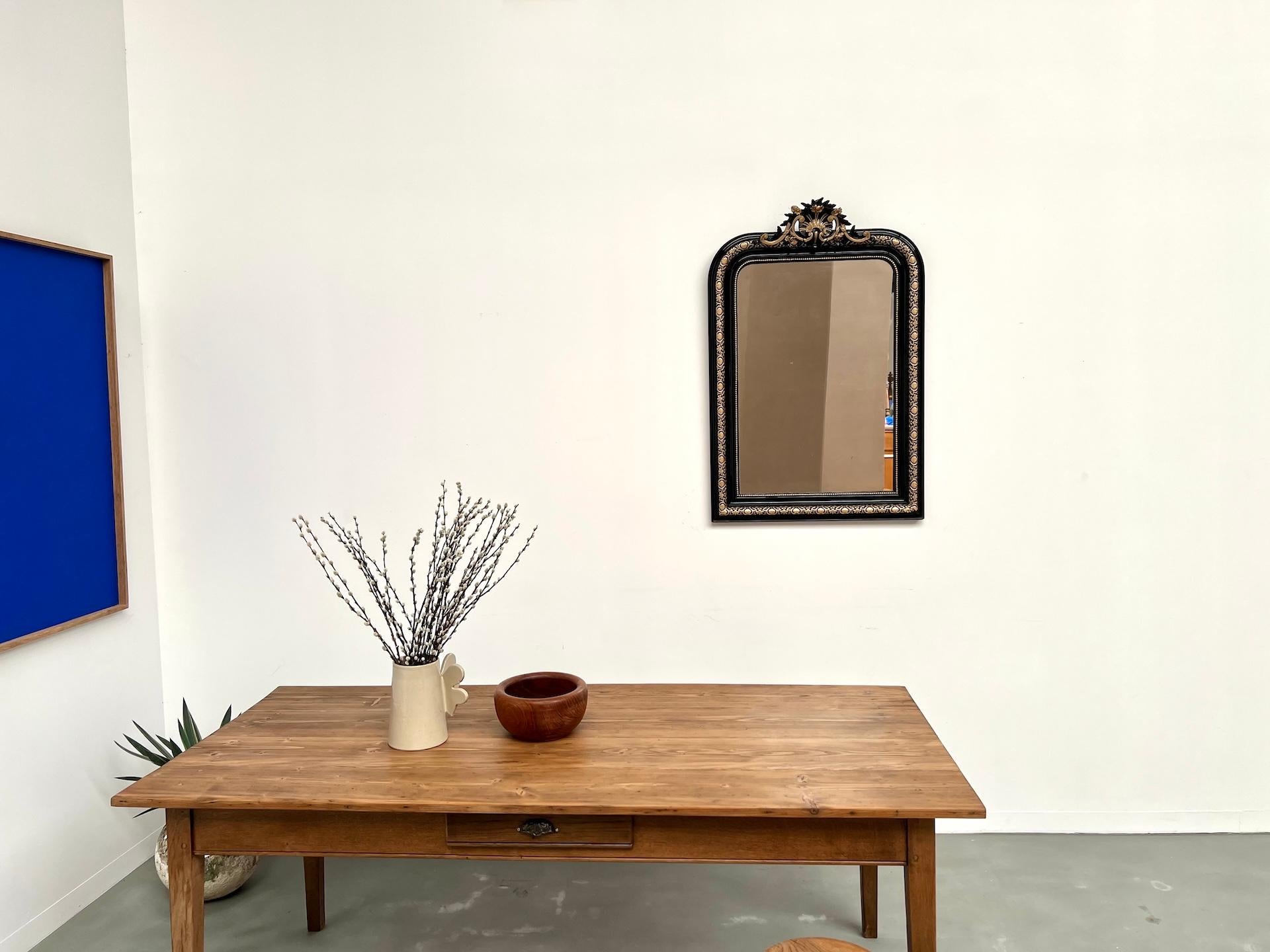Late 19th Century Napoleon III mirror, circa 1880, with its original mercury glass For Sale