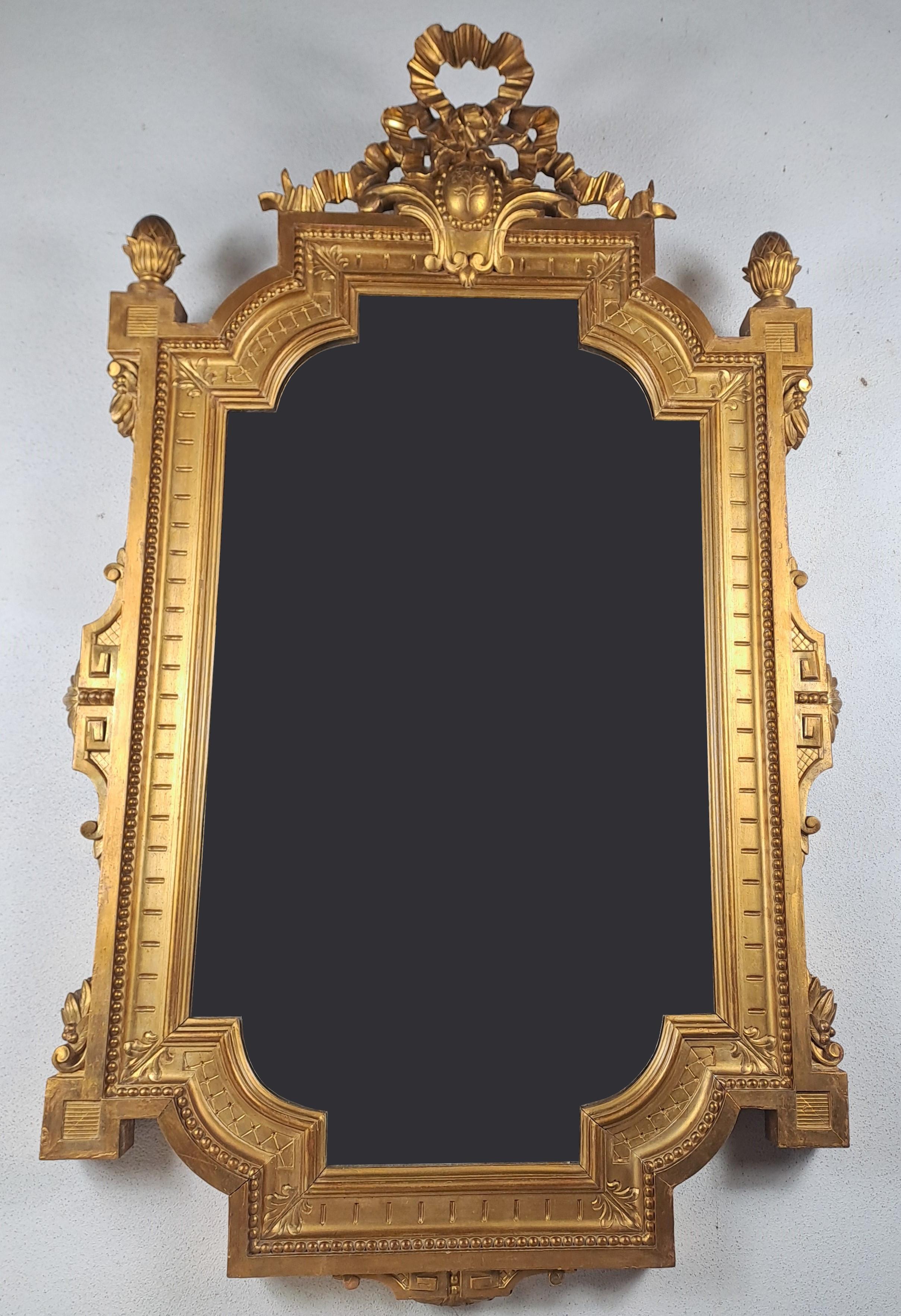 Napoleon III Mirror In Gilded Wood In Fair Condition For Sale In BARSAC, FR
