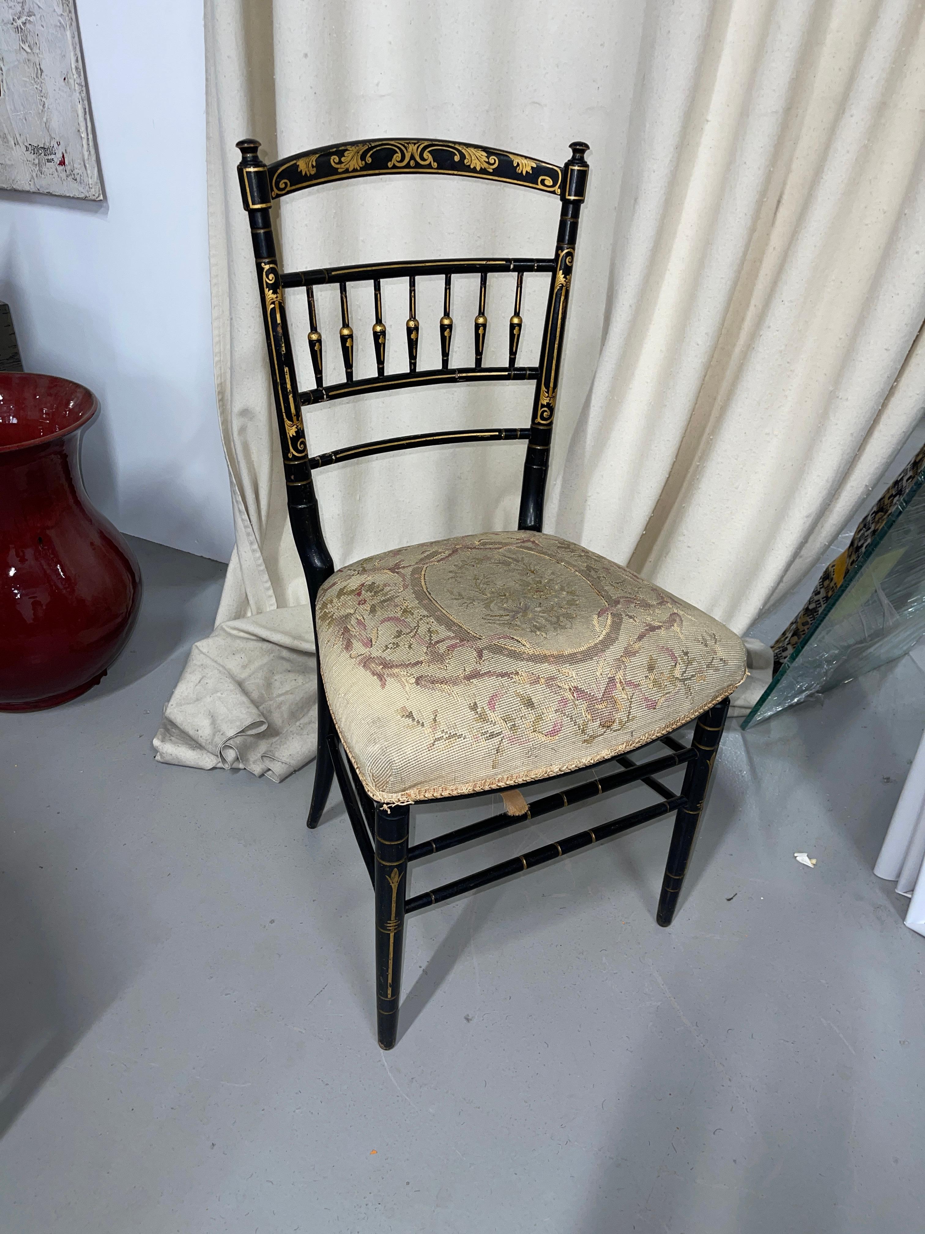 French Napoleon III Needlepoint Chairs For Sale