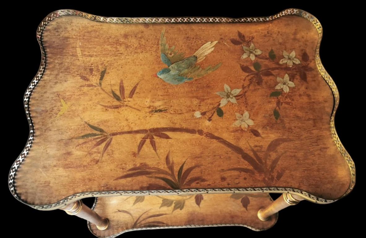 Mid-19th Century Napoleon III Occasional Coffee Table With Two Painted Tops And Gold Legs