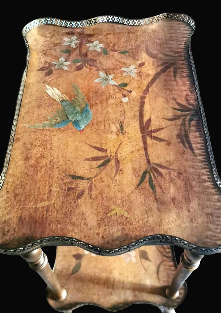 Napoleon III Occasional Coffee Table With Two Painted Tops And Gold Legs For Sale 1