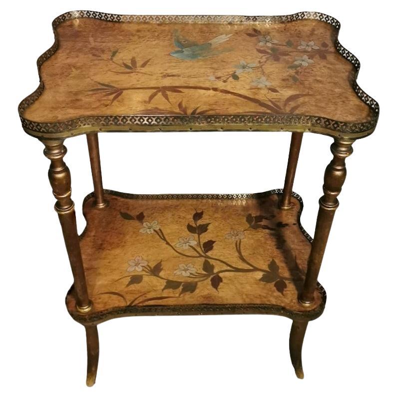 Napoleon III Occasional Coffee Table With Two Painted Tops And Gold Legs For Sale