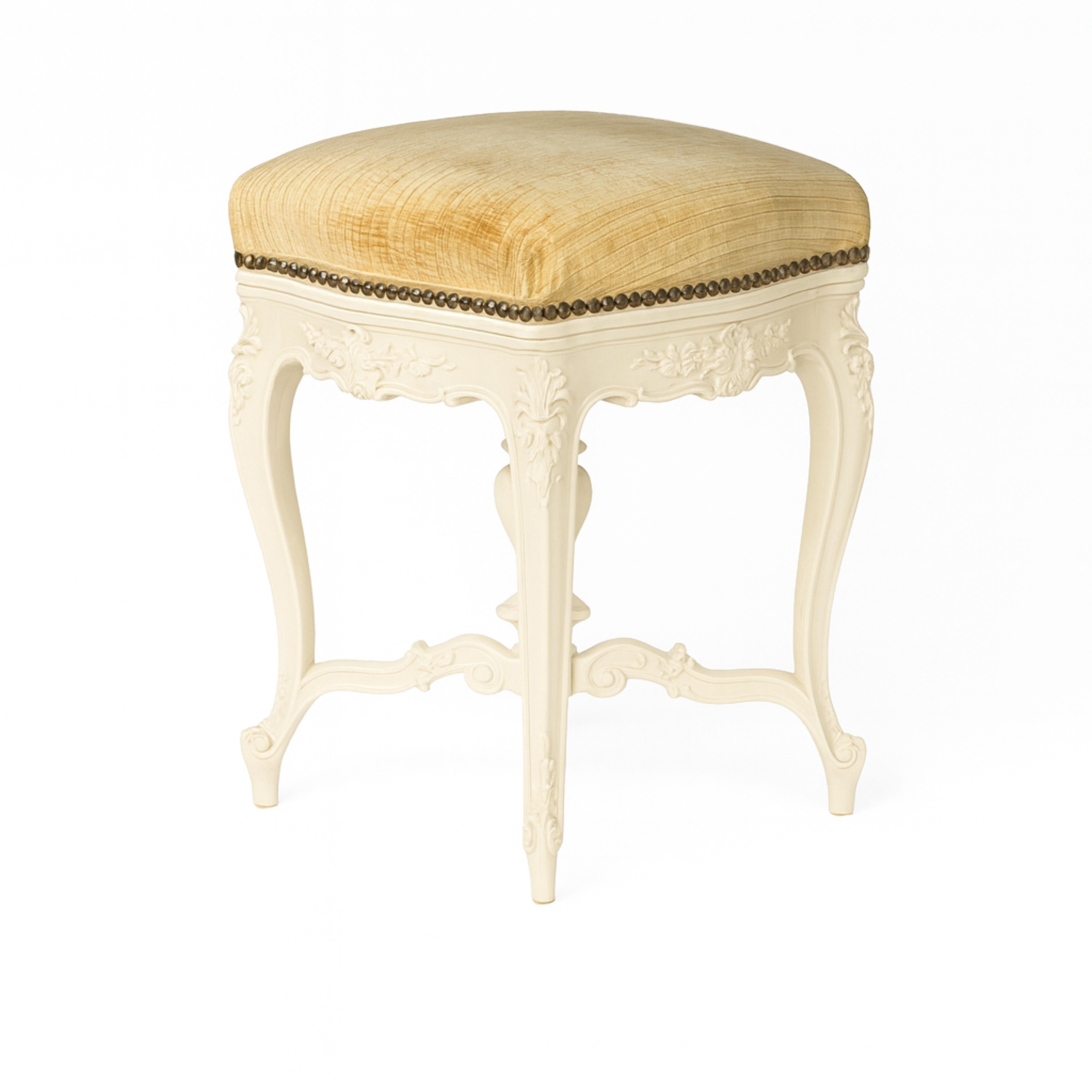 Fabric Napoleon III Off White Lacquer Piano Stool, 19th Century For Sale