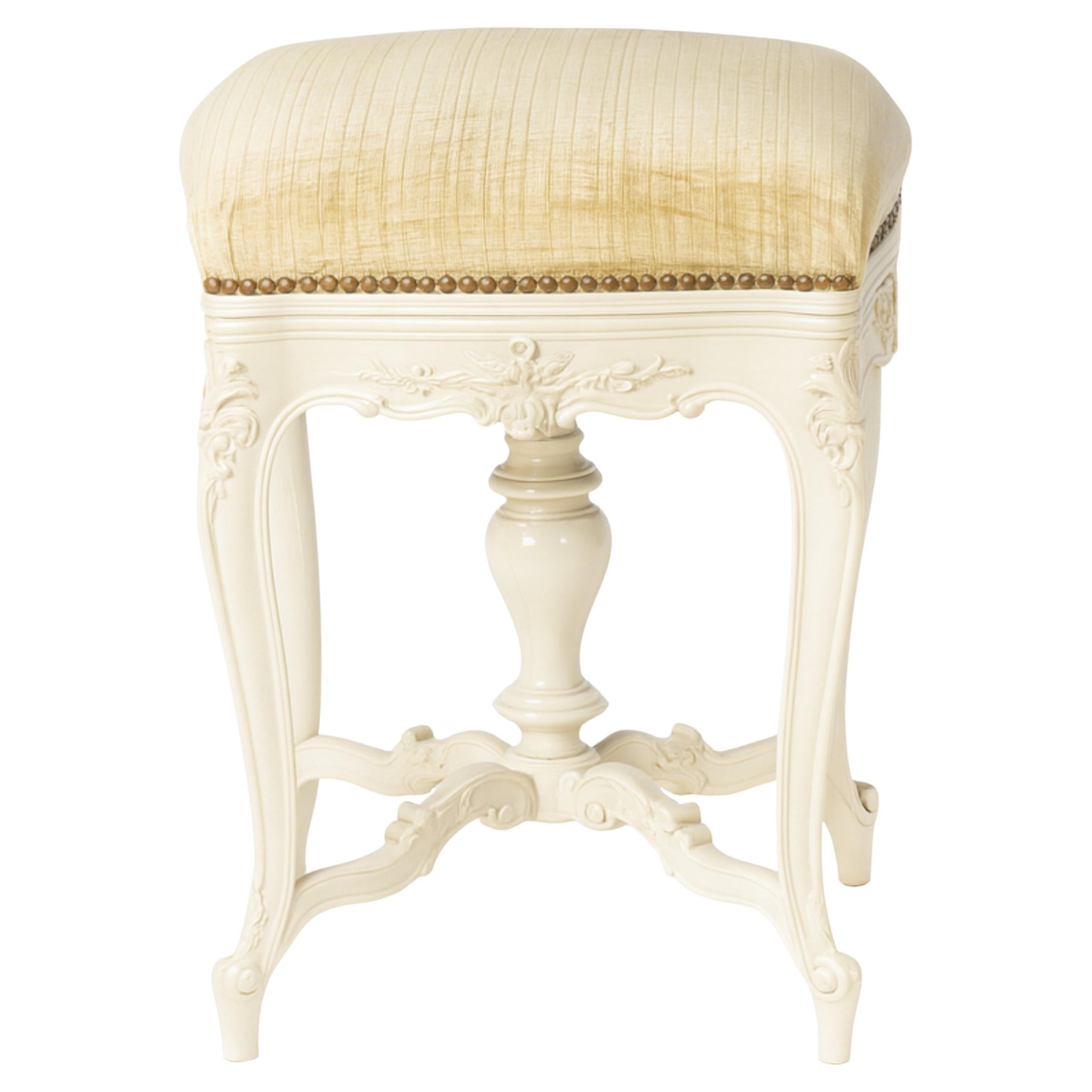 Napoleon III Off White Lacquer Piano Stool, 19th Century
