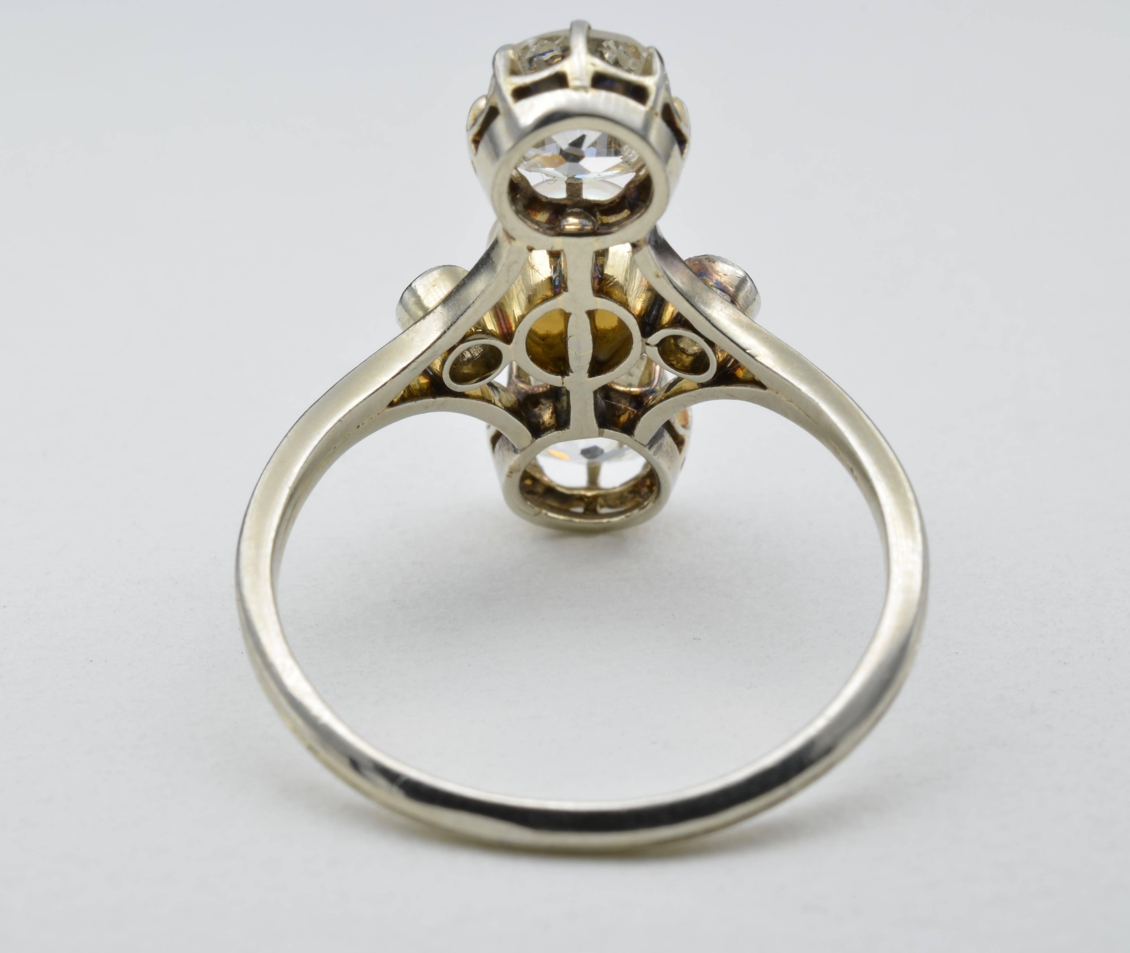 Ring mit Diamanten im Altminenschliff und Süßwasserperlen im Josephine-Stil von Napoleon III. Damen im Angebot