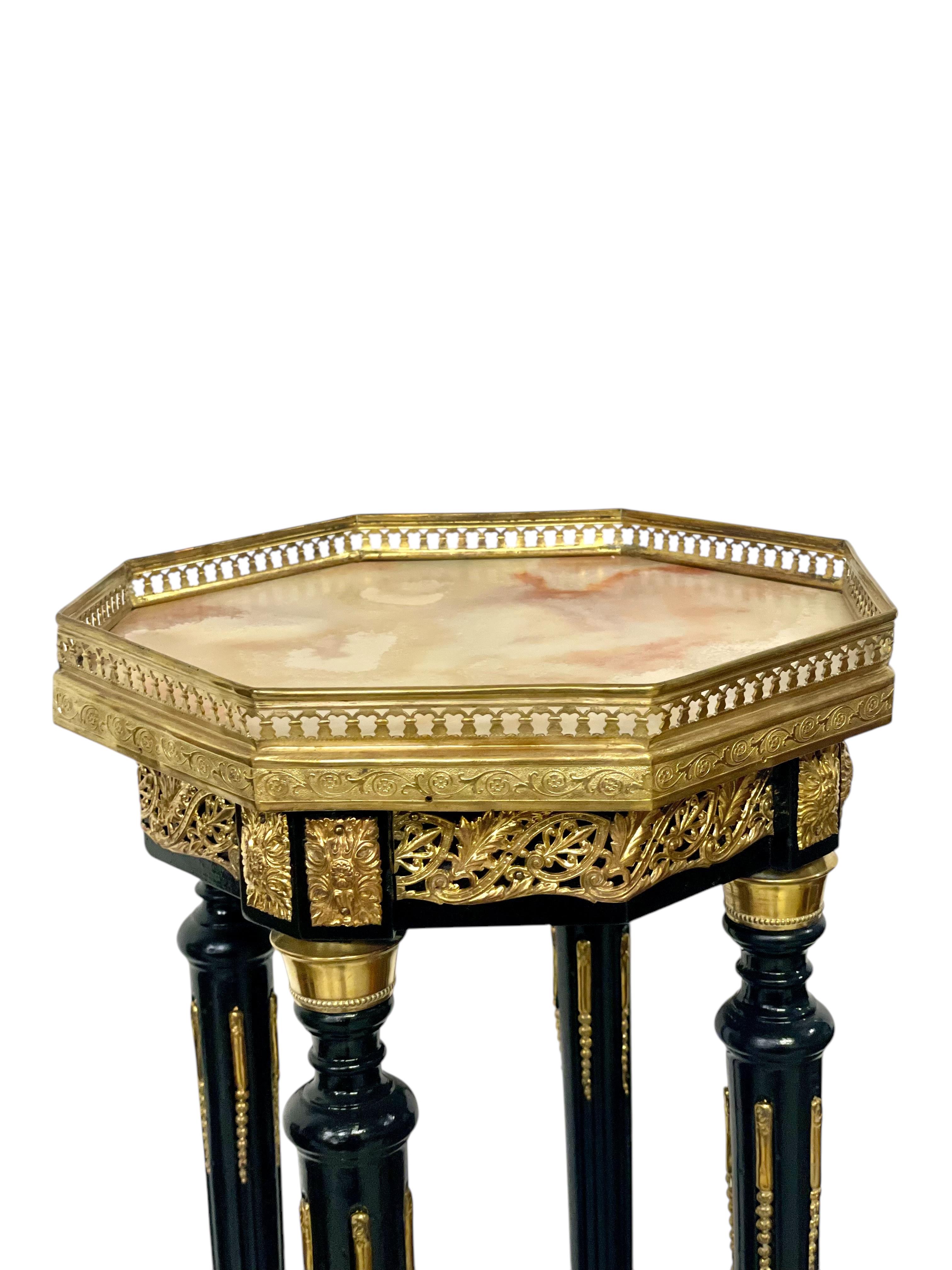 French Napoleon III Ebonized and Gilt Bronze Pedestal, Circa 1880 For Sale