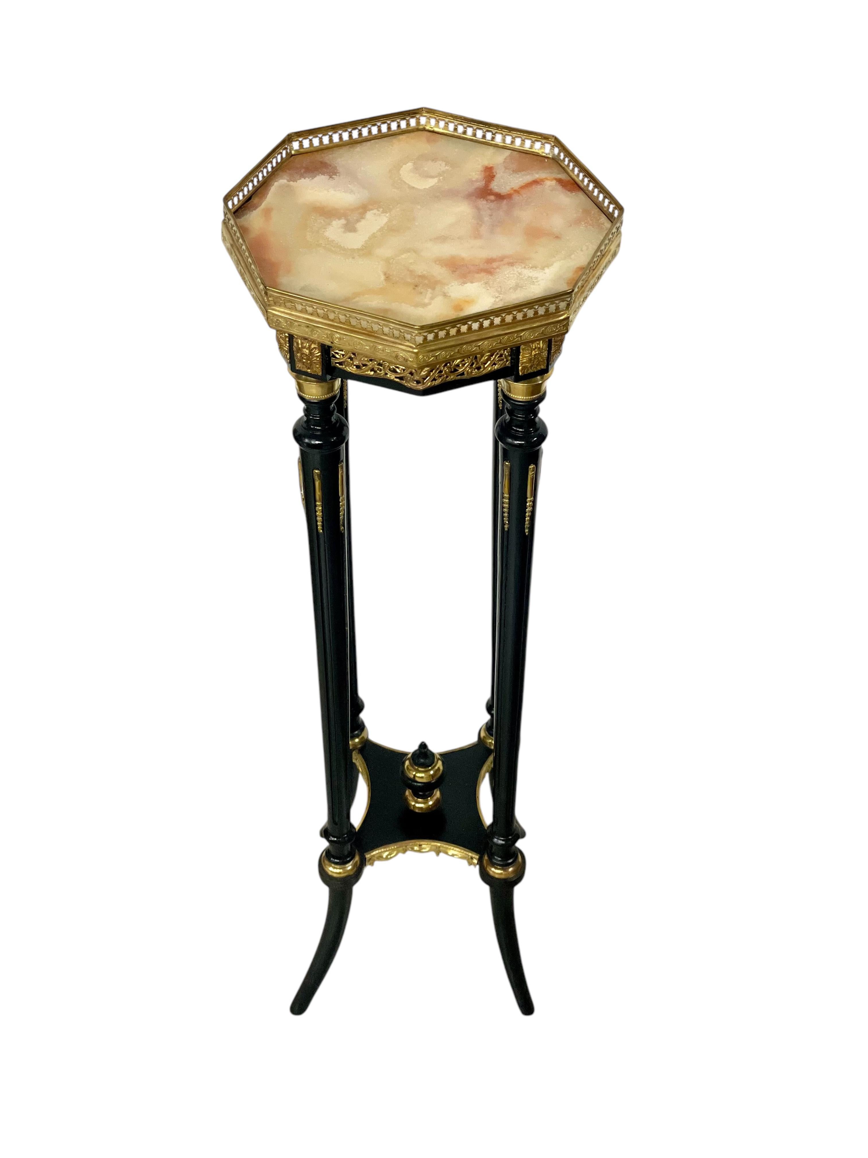 Brass Napoleon III Ebonized and Gilt Bronze Pedestal, Circa 1880 For Sale